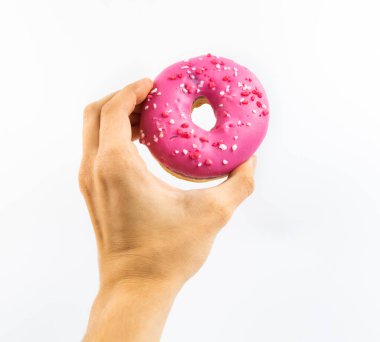 Beyaz izole edilmiş arka planda jöleli çok renkli güzel çöreklerin fotoğrafları.