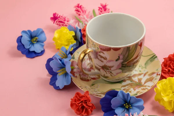 Σύνθεση Λουλουδιών Καφέ Αποξηραμένα Λουλούδια Και Φύλλα Πάνω Άποψη Επίπεδη — Φωτογραφία Αρχείου