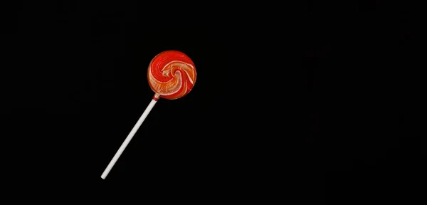 Candy Lollipop Makro Foto Wüste Ideen Auf Dunkelschwarzem Hintergrund Isoliert — Stockfoto