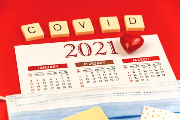 Ideas Conceptuales Del Día San Valentín Para Pandemia Covid Durante — Foto de Stock