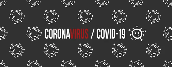 Εικονογράφηση Banner Coronavirus Covid Έννοια Μικροβιολογίας Και Ιολογίας Τυπογραφία Κείμενο — Φωτογραφία Αρχείου