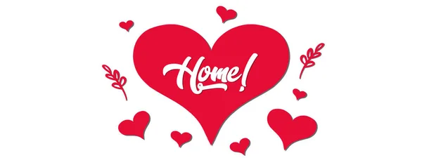 Stay Home Illustration Doodle Red Heart Typography Banner Poster Pandemic — Stock Photo, Image