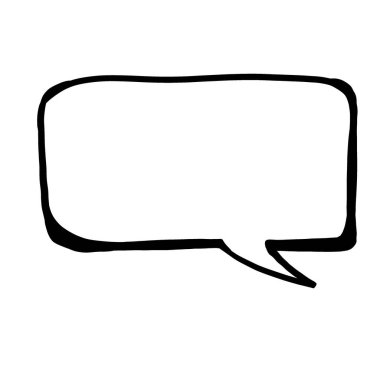 Beyaz izole bir arkaplan üzerinde konuşma balonu veya kare el çizimi ve simge çizimi