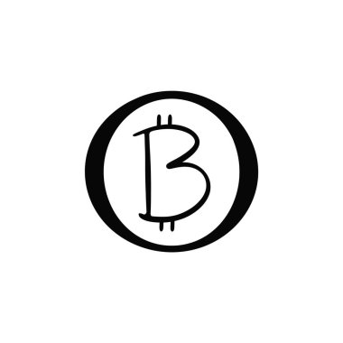 Bitcoin kripto para birimi simgesi logo veya şablon, izole edilmiş beyaz arkaplan 