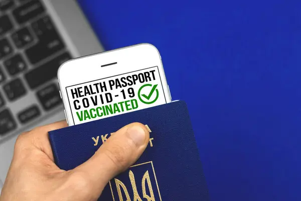 Health Vaccine Passport App Negative Covid Test Result Man Allowed — Stock Photo, Image