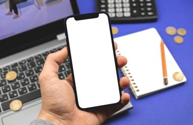 Model boş cep telefonu ekranı, akıllı telefon, iş geçmişi.