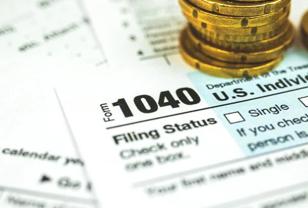 Tax income and return form close up, financial background photto