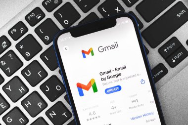 Kharkov, Ukraine - March 9, 2021: Google gmail app on App store, application logo or icon close up clipart