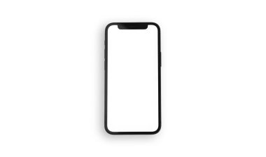 Beyaz ekranlı akıllı telefon şablonu, beyaz izole arkaplan