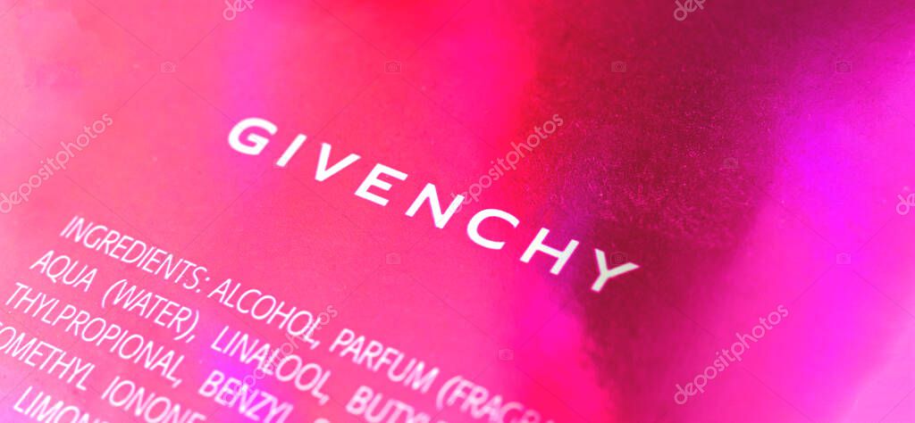 Kharkov, Ukraine - March 23, 2021: Givenchy colorful logo close up banner
