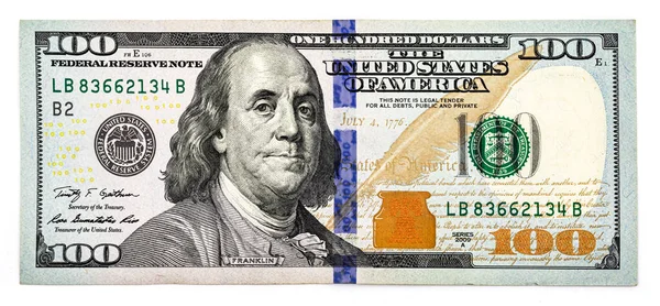 Nowy Banknot Sto Dolarów Zbliżenie Wysokiej Jakości Zdjęcie — Zdjęcie stockowe