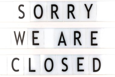 Üzgünüz, kapalıyız. Mesaj arkaplan fotoğrafı.