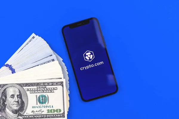 Kharkov Ουκρανία Απρίλιος 2021 Crypto Com Bitcoin App Για Crypto — Φωτογραφία Αρχείου