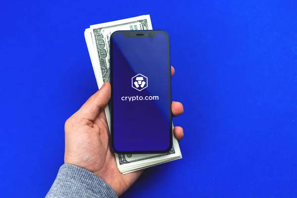 Kharkov Ουκρανία Απρίλιος 2021 Crypto Com Bitcoin Κινητό App Για — Φωτογραφία Αρχείου