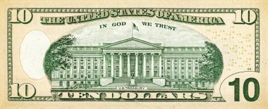 10 dolarlık banknotun arkasında Başkan Alexander Hamilton 'ın portresi var.