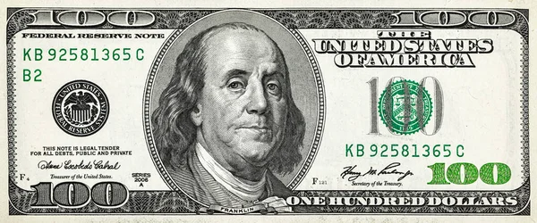 Billete 100 Dólares Dinero Los Estados Unidos Foto Mayor Denominación —  Fotos de Stock