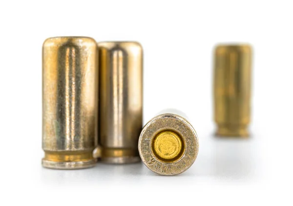 Kulky Pro Zbraň Izolovanou Bílém Pozadí Odrazem Náboje Pistole 9Mm — Stock fotografie