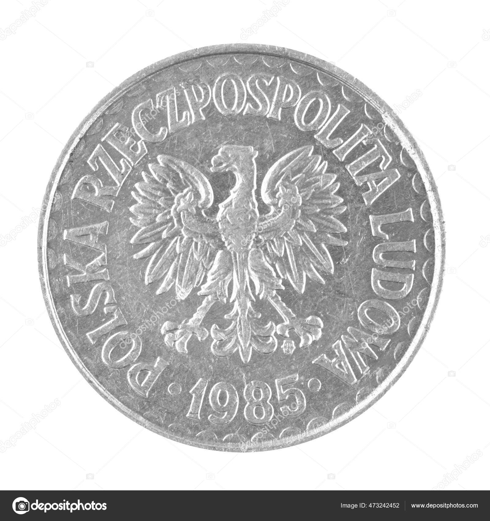 Одна Монета Номиналом Злотых Обратной Стороны Prl Выделенная Белом.