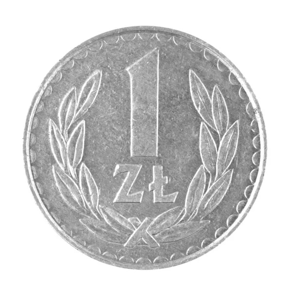 One Zloty Polish Money Coin Isolated White Background Photo — Φωτογραφία Αρχείου