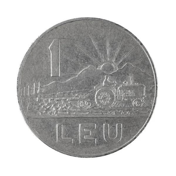 One Leu Coin 1966 Romanian Money Isolated White Background Photo — Φωτογραφία Αρχείου