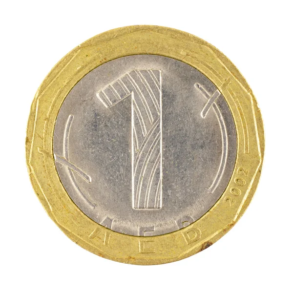 One Bulgarian Leva Coin Isolated White Background Photo — Φωτογραφία Αρχείου