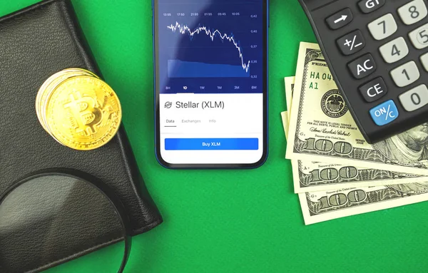 Stellar Xlm Crypto Currency Your Mobile Phone Mobile Banking Concept — Foto de Stock