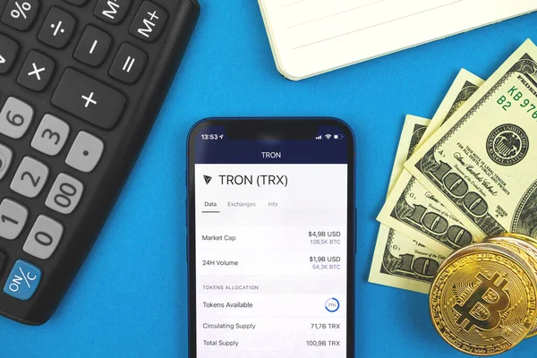 Tron Trx Crypto Cyrrency Coin Online Banking Concept Business Finance — Foto de Stock