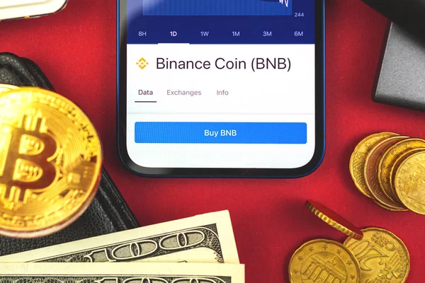 Binance Coin Bnb Логотип Екрані Мобільного Телефону Нові Віртуальні Гроші — стокове фото