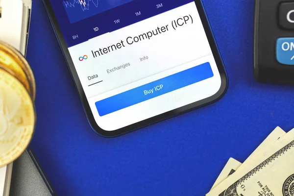 Comercio Internet Computadora Icp Criprocurrency Teléfono Móvil Banca Nuevo Concepto —  Fotos de Stock