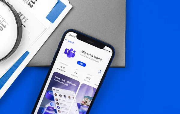 Charkov Ukrajina Květen 2021 Microsoft Týmy App Obrazovce Apple Iphone — Stock fotografie