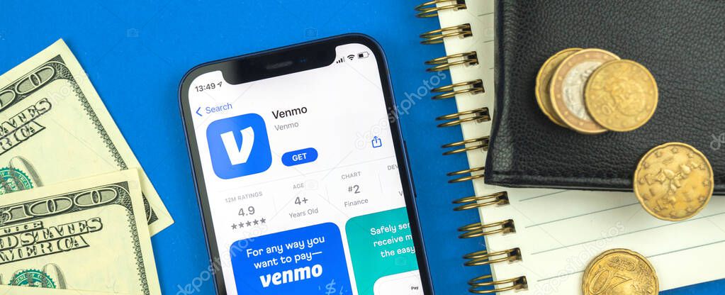 Kharkov, Ukraine - May 28, 2021: Venmo application banner