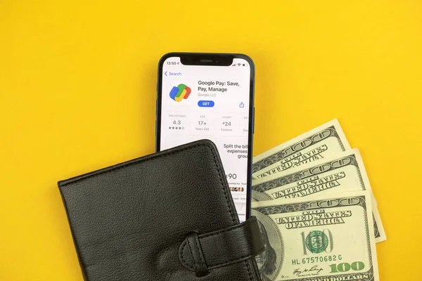 Jarkov Ucrania Mayo 2021 Google Pay Aplicación Pantalla Fondo Dinero — Foto de Stock