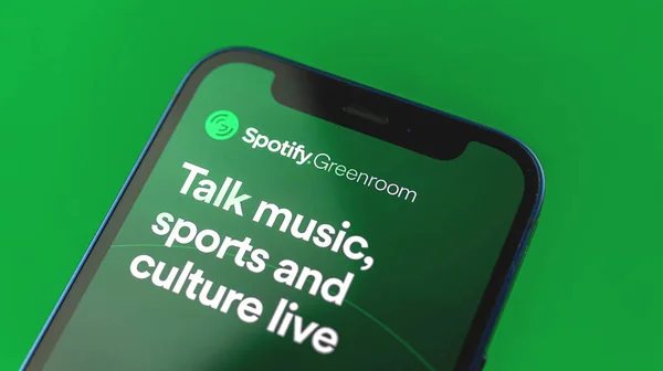 Kharkov Ucrania Junio 2021 Spotify Greenroom Audio Mensaje Chat Logo —  Fotos de Stock