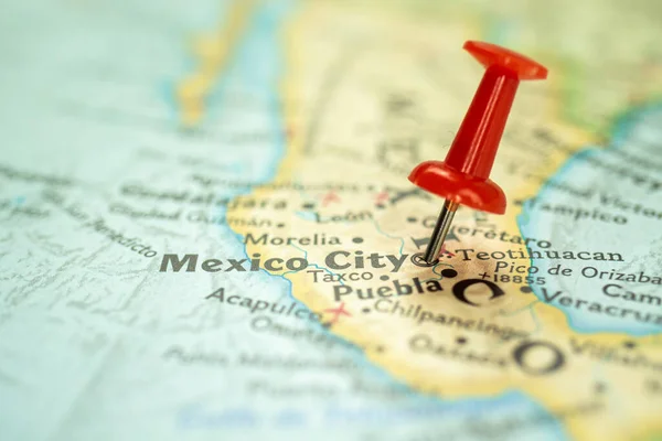 Ubicazione Città Del Messico Messico Mappa Con Perno Rosso Puntato — Foto Stock
