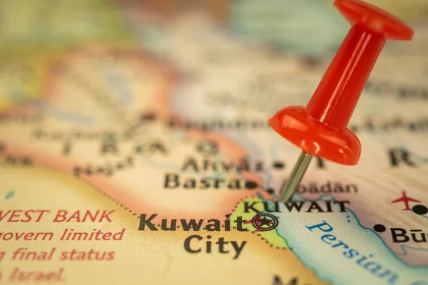 Konum Kuveyt Kuveyt Yoğunluğu Geçiş Noktası Işaretleyicili Seyahat Haritası Asya — Stok fotoğraf