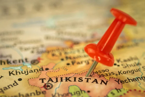 Tacikistan Konumu Darbeli Nokta Işaretli Seyahat Haritası Asya Yolculuğu Konsepti — Stok fotoğraf