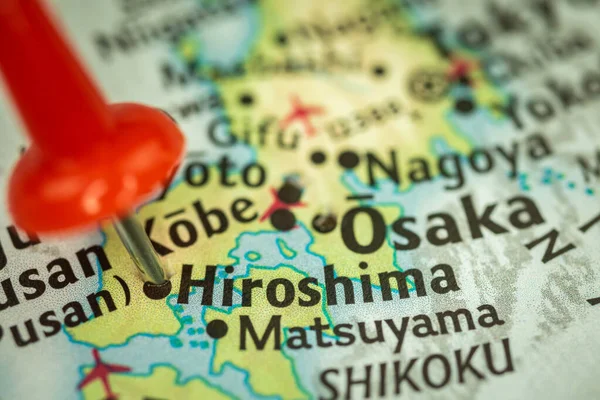 일본의 히로시마 푸시핀 포인트 클로저 아시아 개념으로 — 스톡 사진