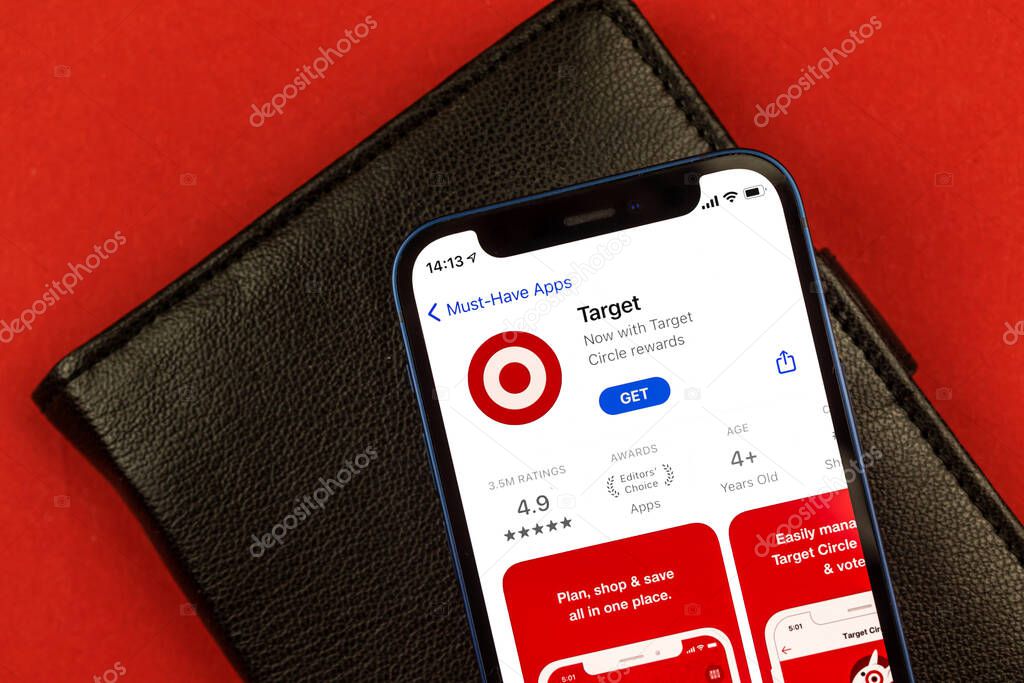 Kharkov, Ukraine - July 2, 2021: Target app and logo close-up photo