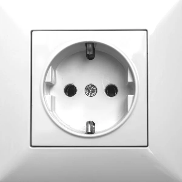 Power socket, EU European Type F socket close-up, square