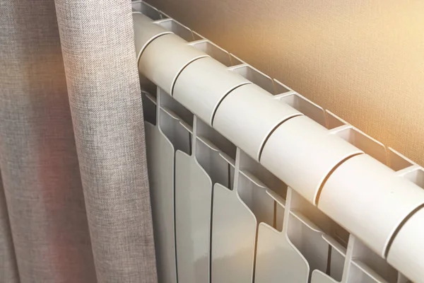 Baterai Radiator Ruangan Desain Interior Rumah Latar Belakang Pemanas — Stok Foto