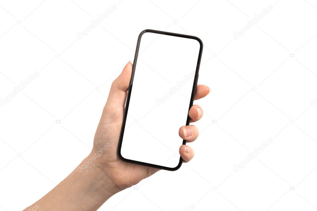 Mobile phone mockup screen isolated on a white background photo