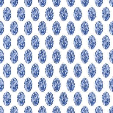 Beyaz Arkaplanda Mavi Ovalar Kusursuz Tekerrür Modeli. Tekstil, kartlar, imalat, duvar kağıtları, baskı, hediye paketi ve yapıştırma kitabı için arkaplan.