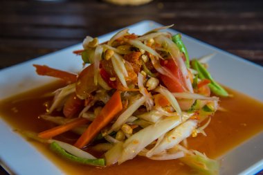 Papaya salatası Restoran tablo.