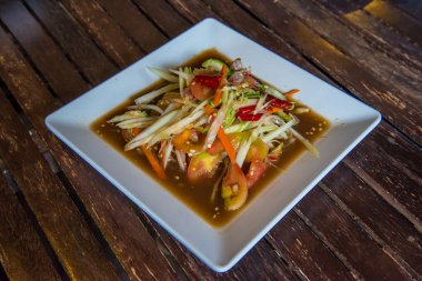 Papaya salatası Restoran tablo.