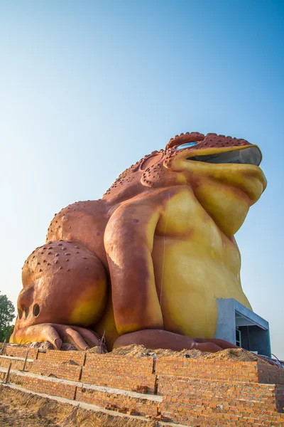 Nehir üzerinde büyük toads. heykel — Stok fotoğraf