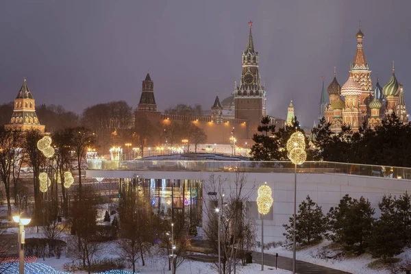 Moscú Rusia Vista Del Kremlin Moscú Desde Zaryadye Park — Foto de Stock