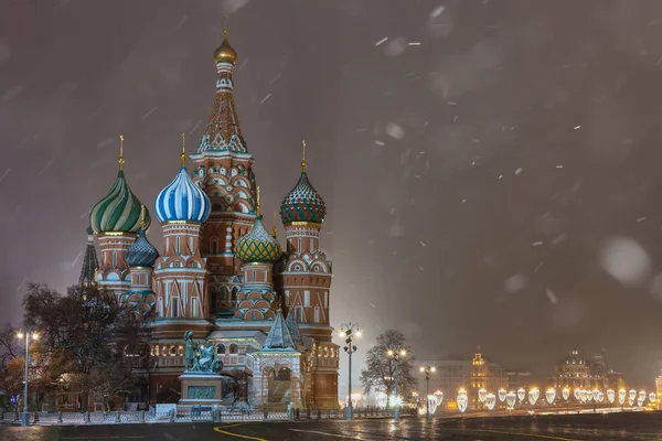 Basilius Kathedrale Bei Nacht Winter Moskau Russland — Stockfoto