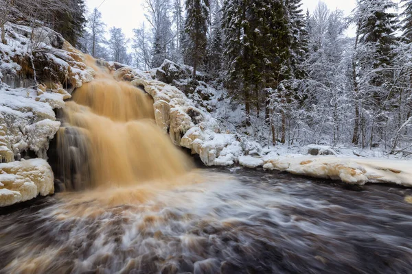 Yukankoski Wasserfall Weiße Brücken Kulismayoki Fluss Russland Karelien — Stockfoto