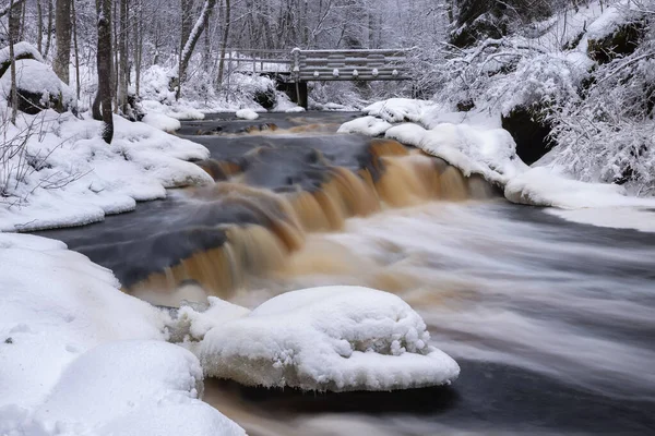 Cascade Yukankoski Ponts Blancs Rivière Kulismayoki Russie Carélie — Photo