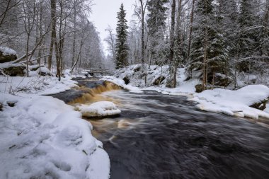 Yukankoski Şelalesi (Beyaz Köprüler), Kulismayoki Nehri, Rusya, Karelia